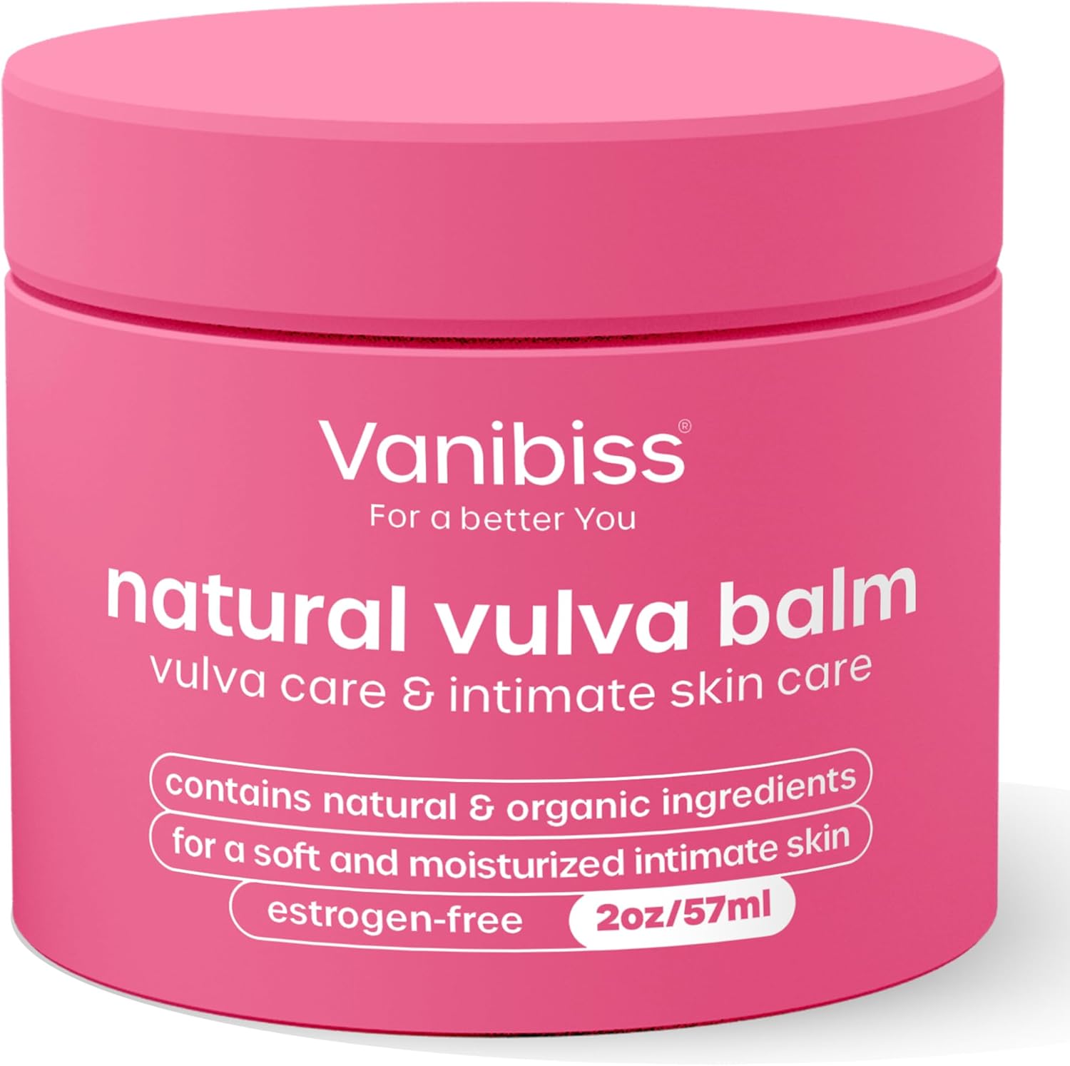 Vanibiss Natural Organic Vulva Balm - Vulvar Cream & Vaginal Moisturizer for Dryness, Itching, Chafing, and Burning - Estrogen Free (2oz)
