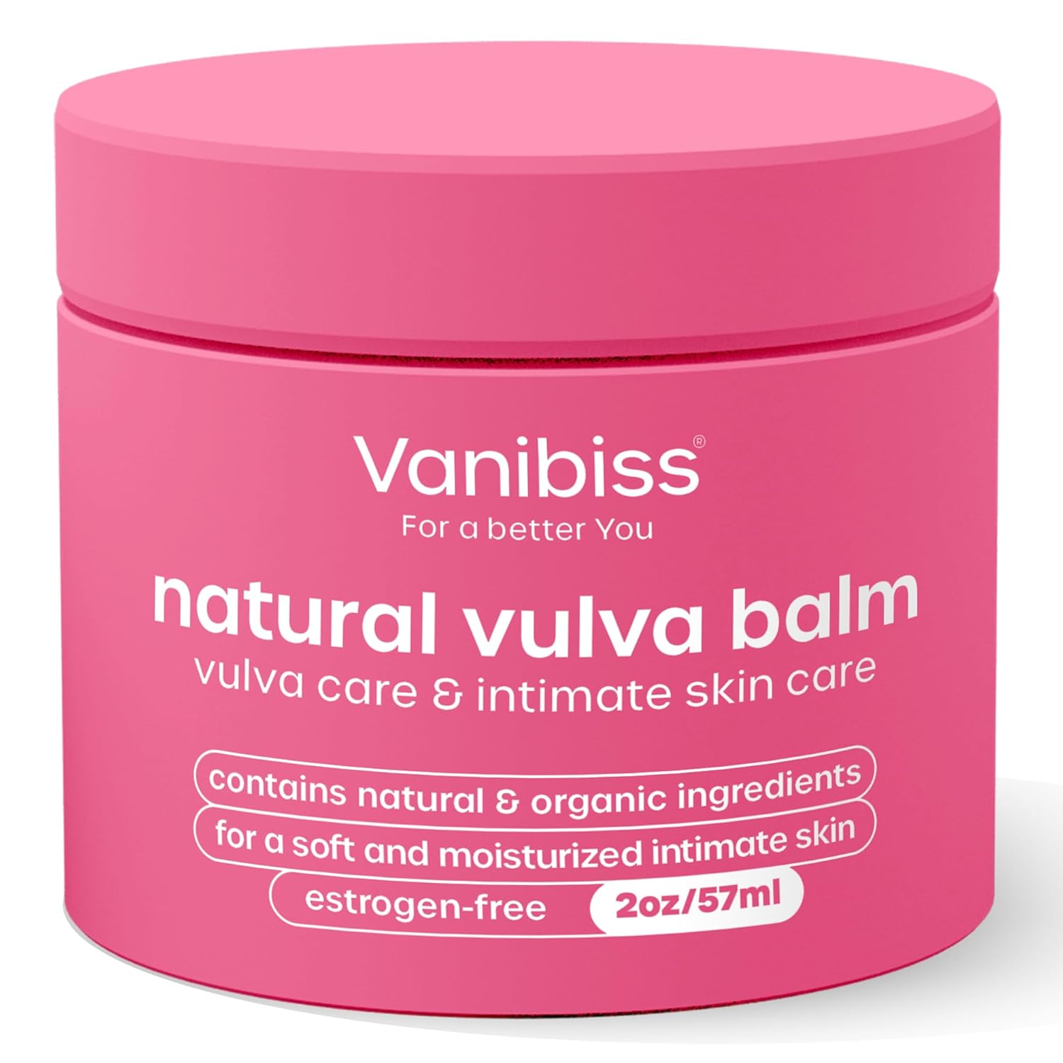 Vanibiss Natural Vulva Balm - Vulva Cream & Vaginal Moisturizer, Hydrating Vulvar Balm - Relieves Dryness, Itching, Irritation - Menopause Relief for Women - Estrogen Free (2oz) (Pack of 1)