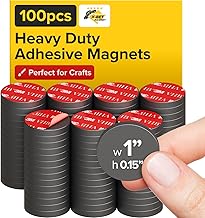 X-bet MAGNET - Adhesive Magnets - Ferrite Magnetic - 100 Pieces - Round Disc Magnets - Strong Sticky Adhesive Backing - Ceramic Magnets Ideal for DIY, Craft, Kitchen - 1"x0.15"