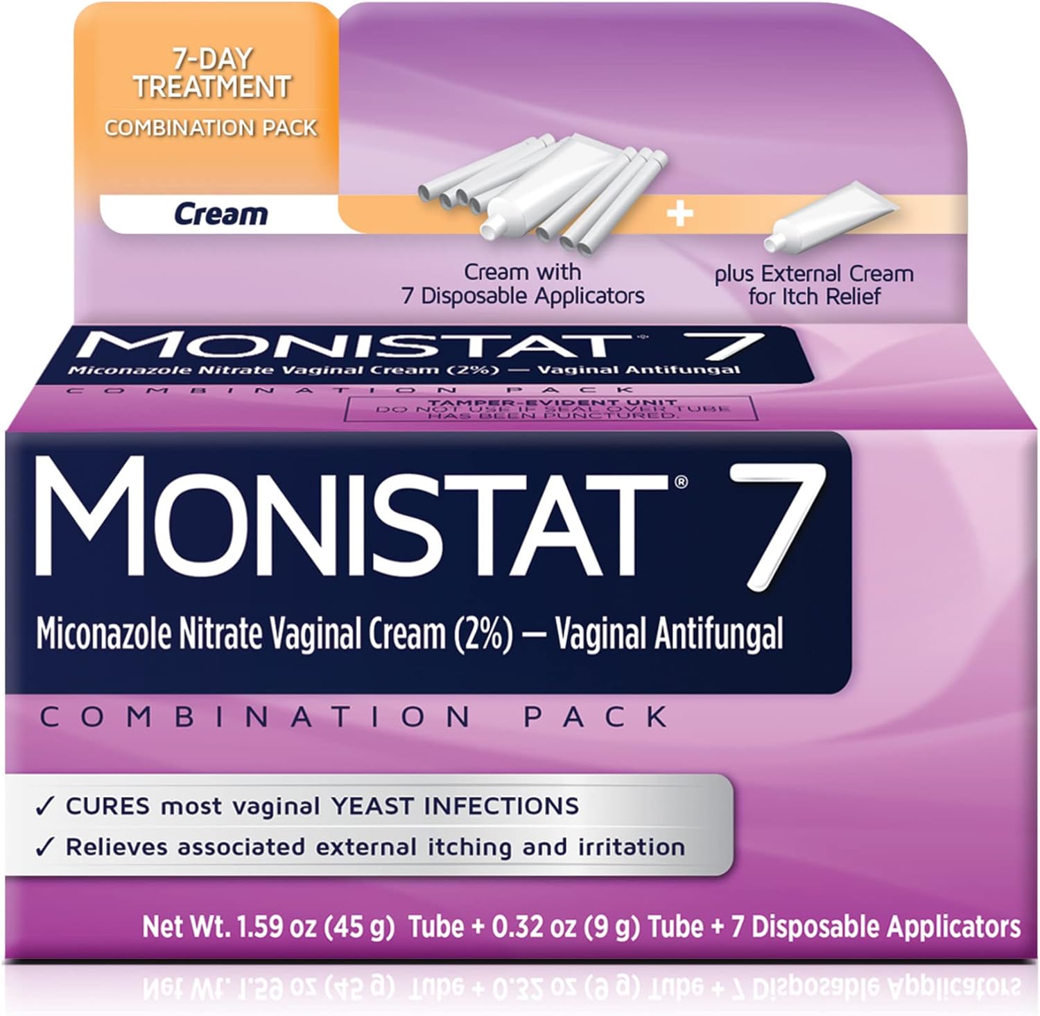 Monistat 7 Day Yeast Infection Treatment for Women, 7 Miconazole Cream Applications with Disposable Applicators & External Monistat Anti-Itch Cream Bundle