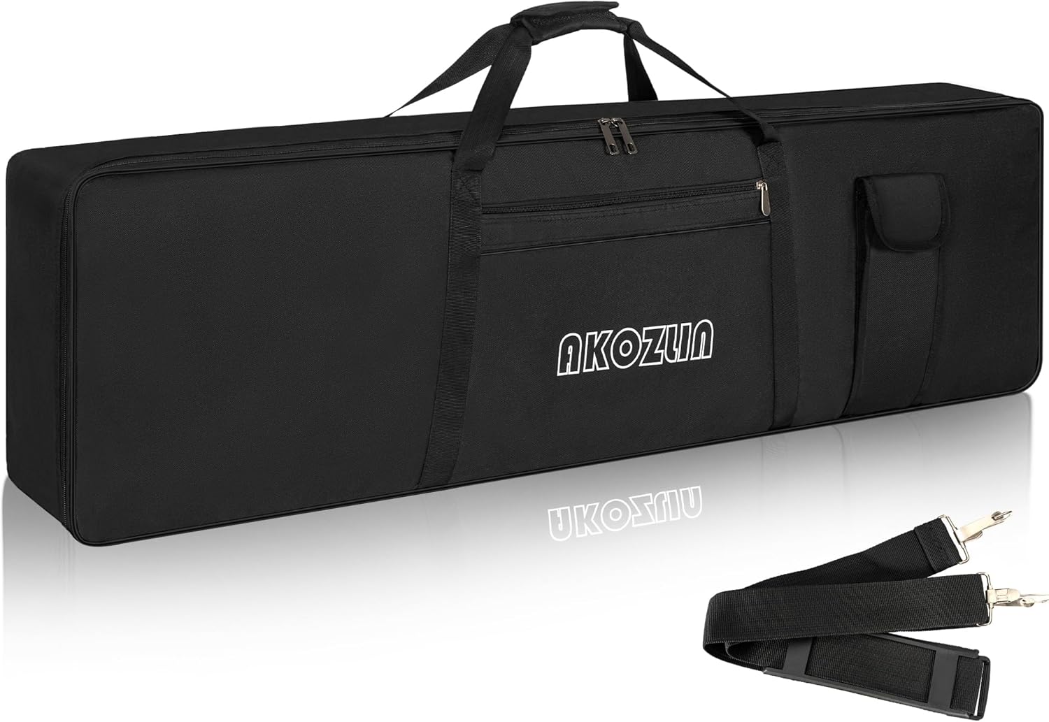 AKOZLIN 88 Keys Portable Padded Keyboard Case,Dimension 54.1"X6.69"X13.18", Electric Piano Keyboard Gig Bag (Black+Yellow)