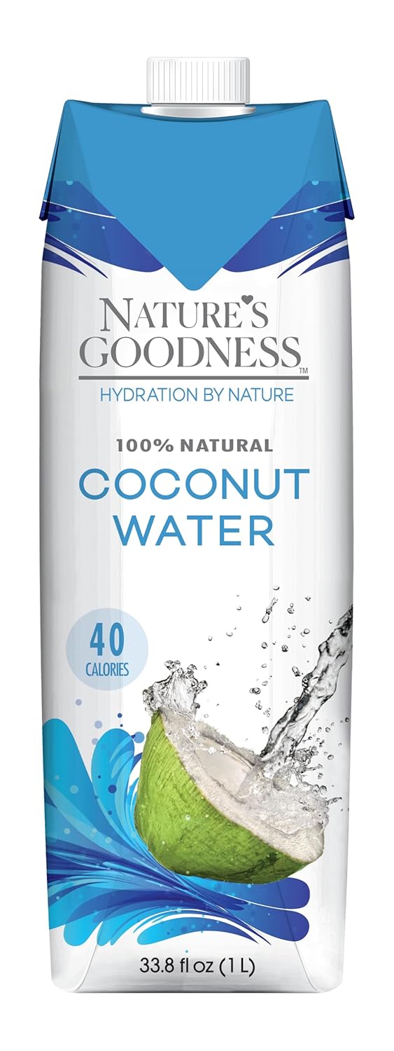 Nature's Goodness Coconut Water 33.82 fl oz - Pure Natural Electrolyte Drink | No Pulp, No Sugar Added, Non-GMO, Hydrating Beverage