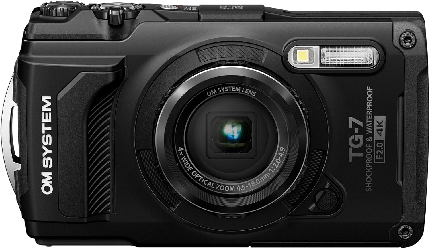 OM SYSTEM Tough TG-7 Black Digital Camera, 12MP, Waterproof, Shockproof, Underwater and Macro Shooting Modes, high speed image sensor, 4K Video, 4x-wide-angle zoom (successor Olympus TG-6)