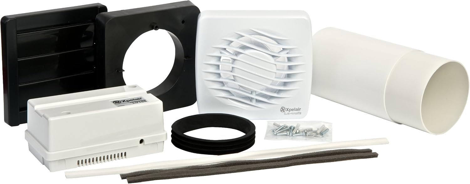 Xpelair LV100T Low Voltage Bathroom / Toilet Extractor Fan with Timer for Window or Wall