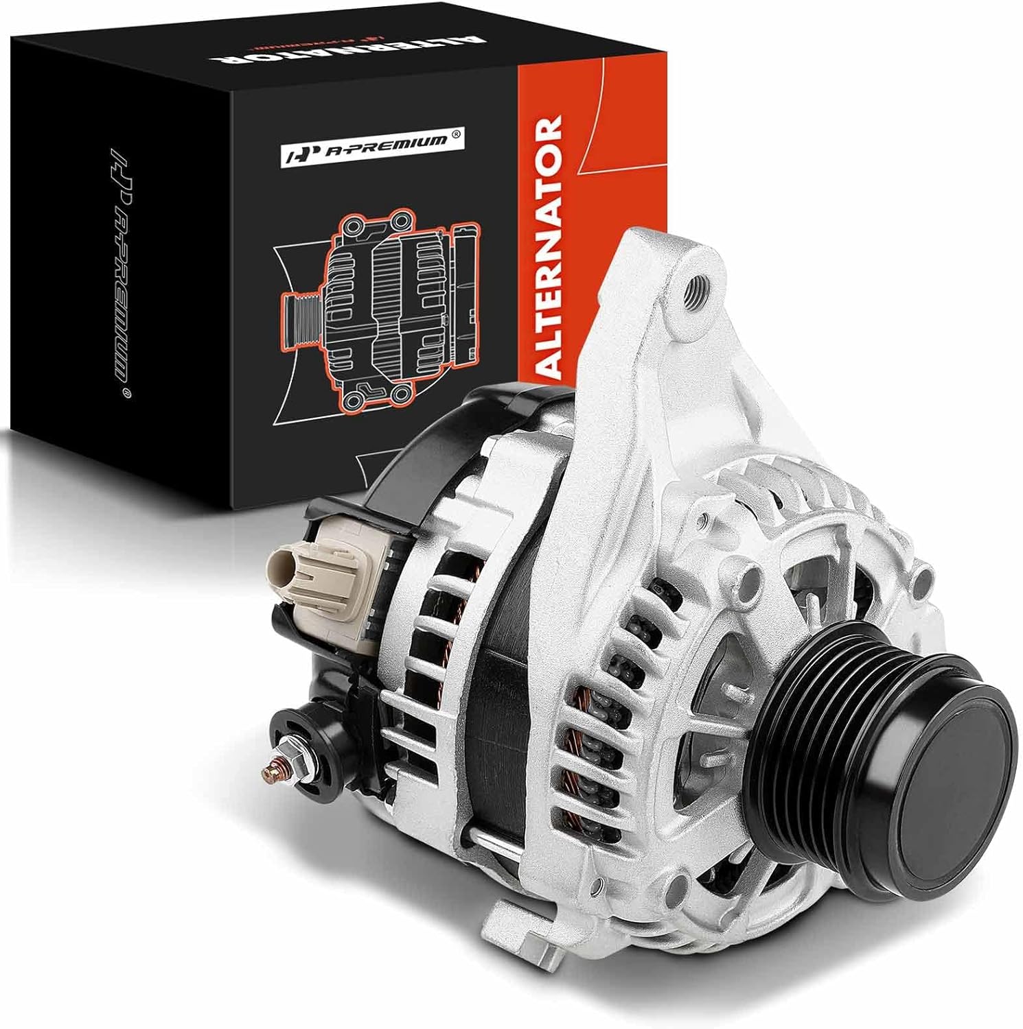 A-Premium Alternator Compatible with Toyota RAV4 2013 2014 2015 2016 2017 2018 L4 2.5L (FWD Only), with 1-Pin Plug, 12V 125A Clockwise 6-Groove Clutch Pulley, Replace# 104211-3290, 10421-13291