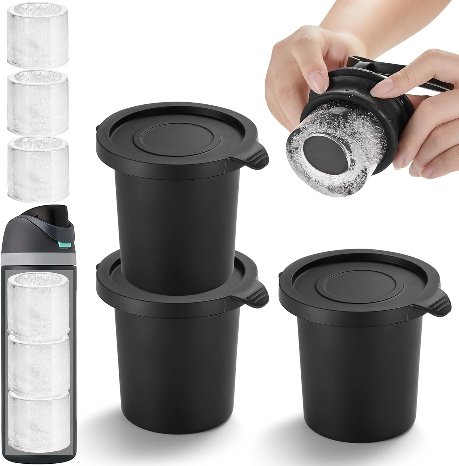 Hollow Cylinder Ice Cube Mold for 24oz 32oz 40oz Owala Accessories, Set of 3, Silicone Ice Mold for Owala FreeSip Water Bottle, Whiskey Cocktails Bourbon