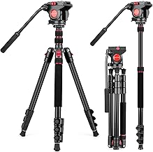 Tripod Camera Tripod, 72" Video Tripod with Fluid Head, Aluminum Heavy Duty Tripod with Carry Bag, Professional Camera Tripods & Monopods, Compatible with Video Camera, DSLR, Camcorder