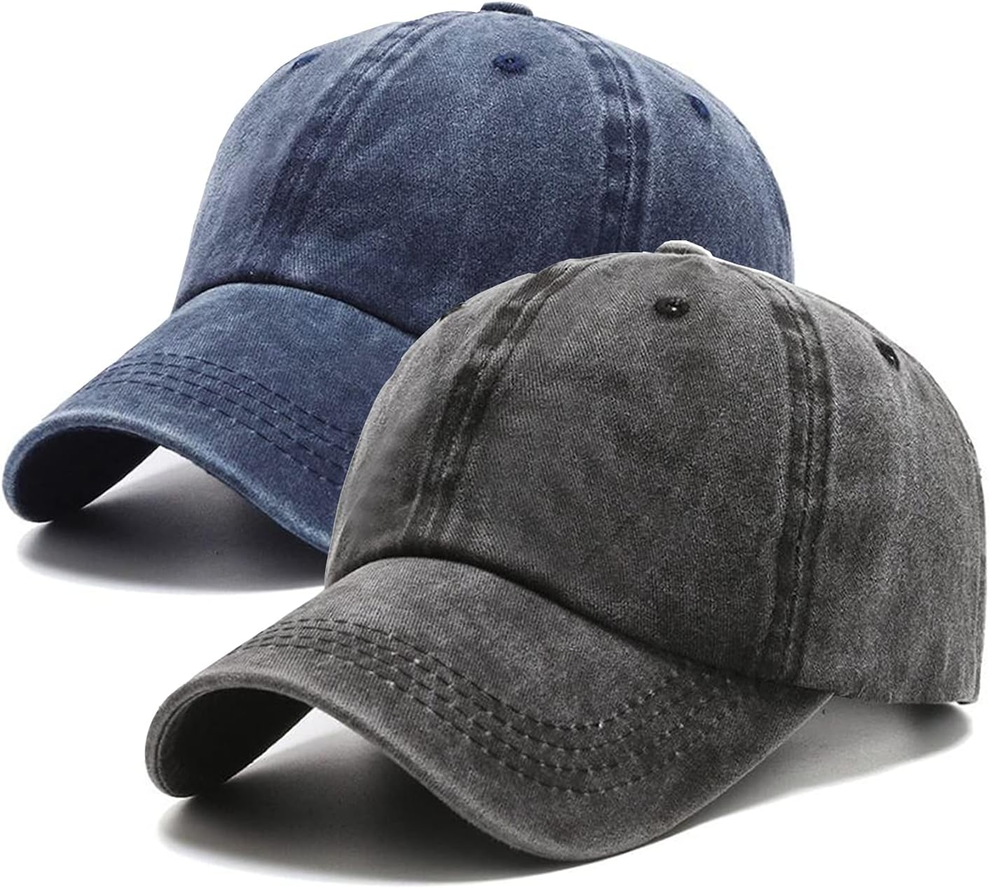 PFFY 2 Packs Vintage Washed Distressed Baseball Cap Golf Dad Hat for Men Women