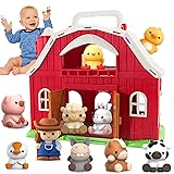 Toys for 1 2 3 Years Old Boys and Girls, Big Barn Toy with Farm Animal, Preschool Montessori Toy, Farm Pretend Playset with Big Red Barn & Farmer, Easter Gift Toy for Toddlers