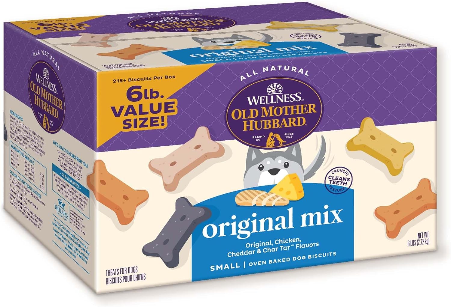 Old Mother Hubbard Wellness Original Mix Dog Biscuits, Natural, Training Treats, Four Flavors, Small Size, (6 Pound Bag)