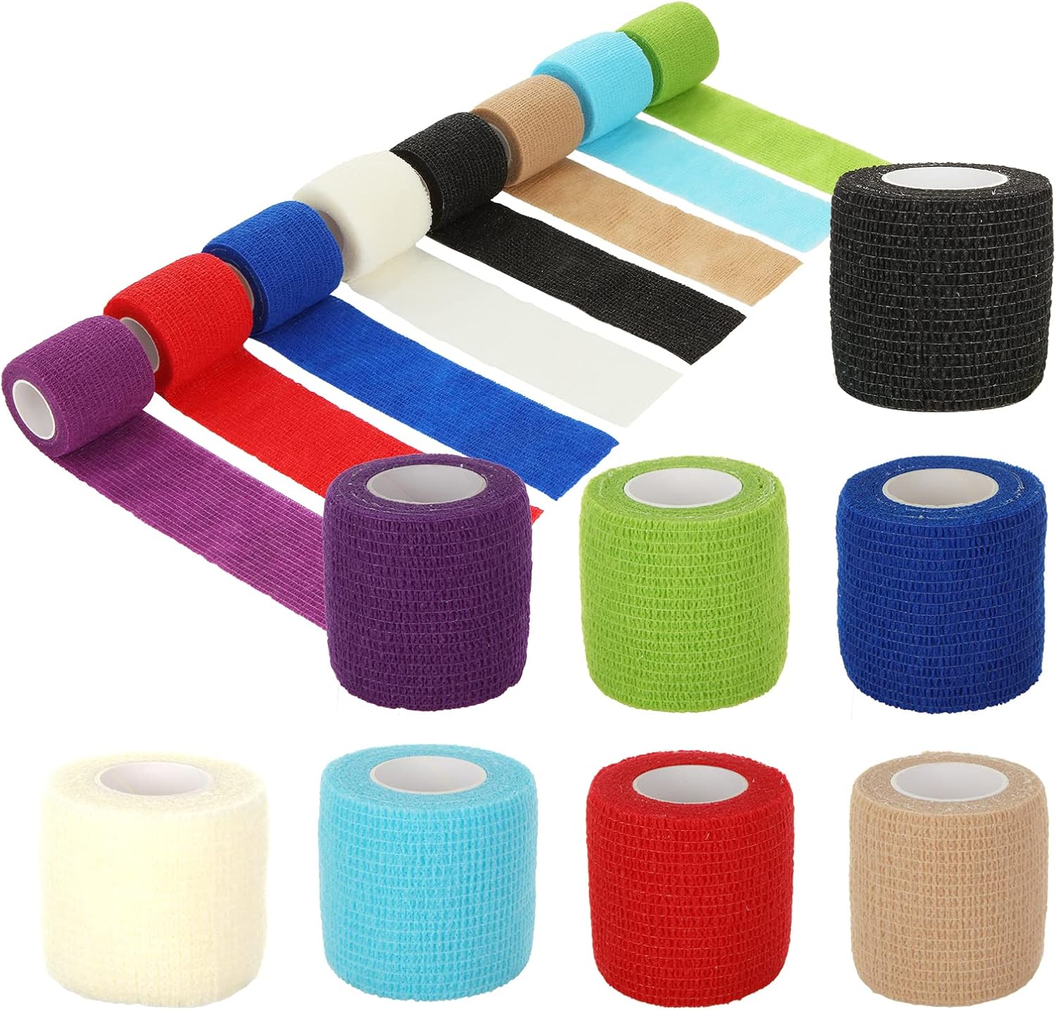 Aselected 8 Rolls Of Self-Adhesive Bandage Wrapped In Color, Sports Elastic Breathable Condensed Bandage Wrapped In Roll Bandage Self-Adhesive Winding Elastic Bandage
