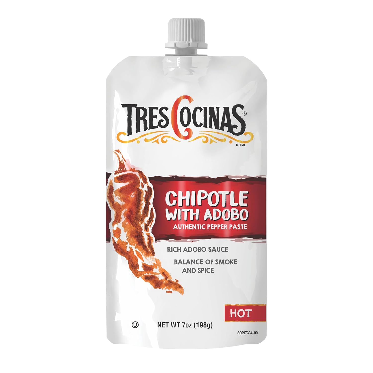 TRES COCINAS Chipotle with Adobo Pepper Paste| Great for Sauces, Salsas, Marinades, Cocktails, Desserts | Authentic Pepper Pastes for Chefs| 7oz, Pack of 6, Twist to Close Pouches