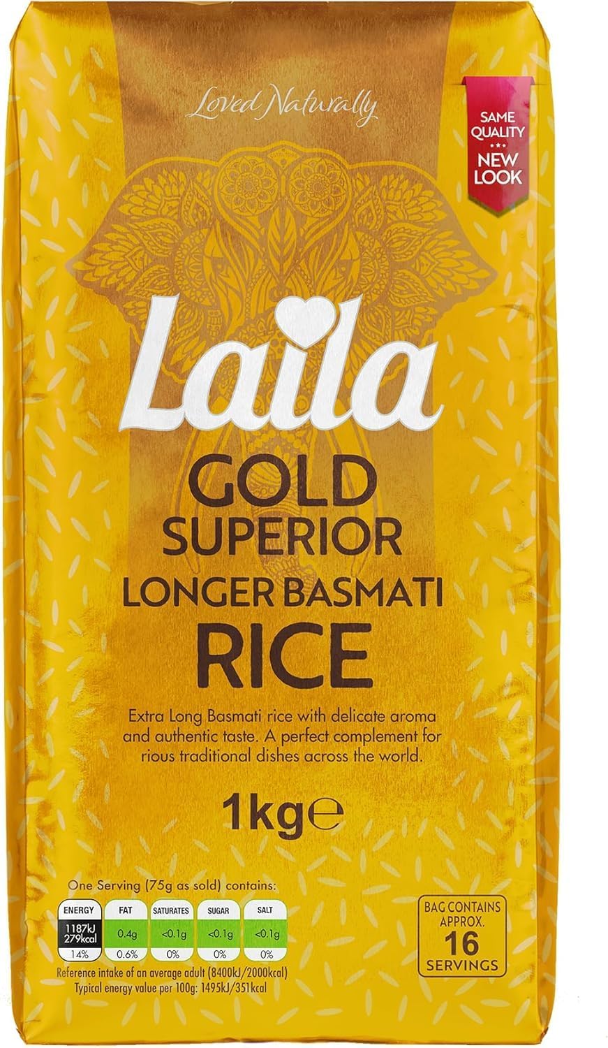 LAILA Gold Basmati Rice(Brick Pack) 10x1Kg, White
