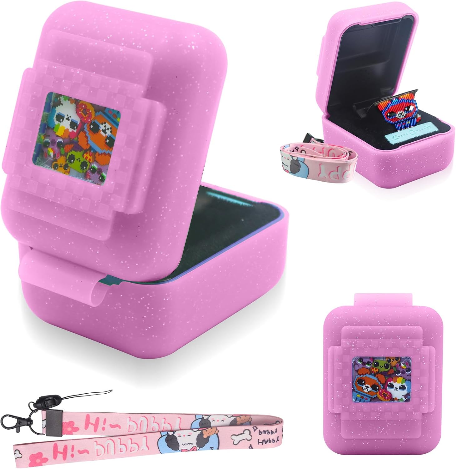 Silicone Cover for Bitzee Interactive Toy Digital Pet Case with Lanyard,Protective Case Holder Skin for Bitzee Virtual Electronic Pets for Girls & Boys (Pink)