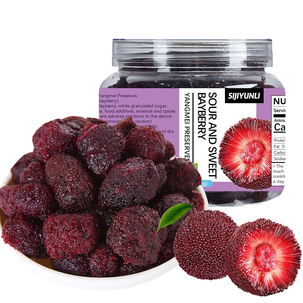 SIJIYUNLI-Yangmei Preserves 260g/9.17oz (Sour and sweet bayberry) dried plum fruit, sweet, sour and salty to satisfy cravings, casual snack