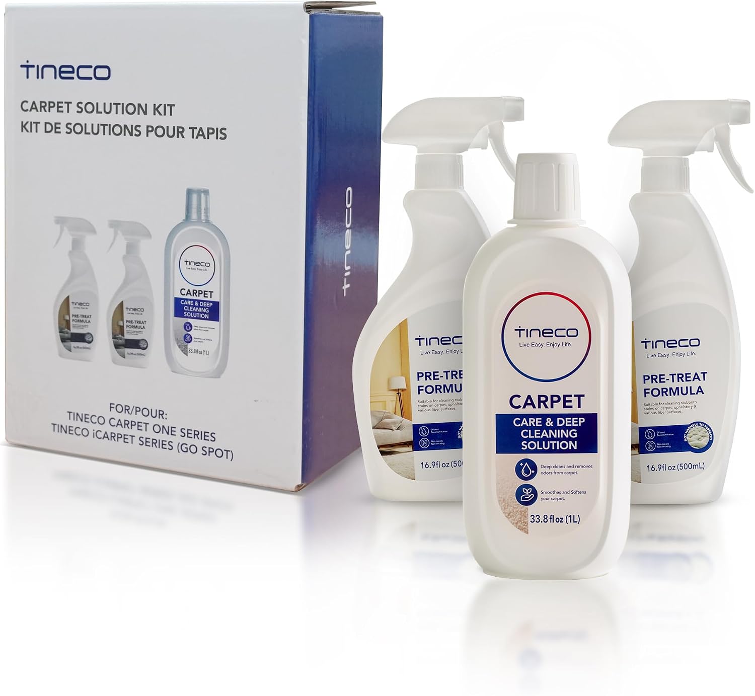 Tineco Pretreat Formula & Cleaning Solution Set for CARPET ONE Cruiser Series, CARPET ONE PRO & Spot Series, iCARPET, Removes Tough Stains