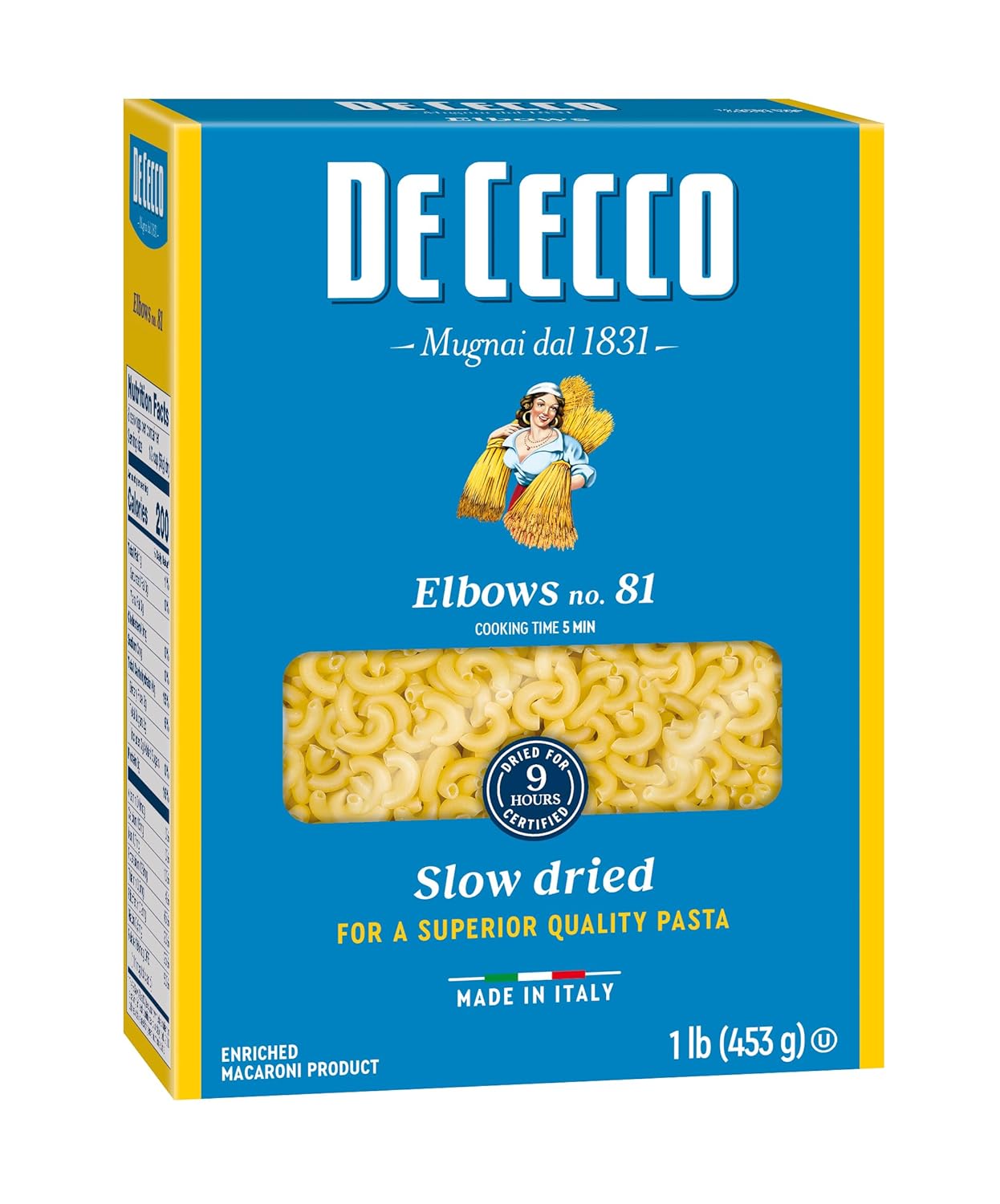 De Cecco Semolina Pasta, Elbows No.81, 1 Pound (Pack of 5)