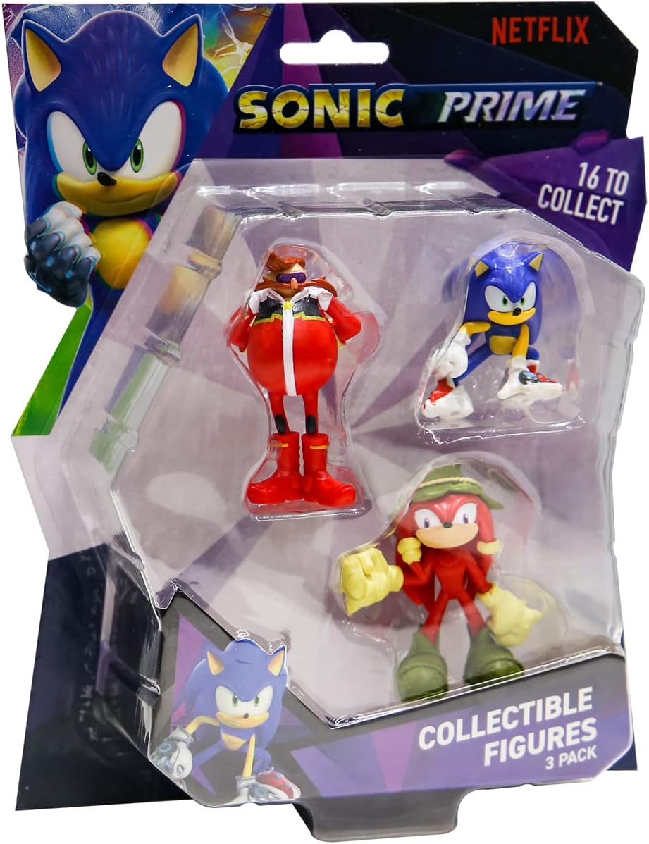 BANDAI Sonic Prime Collectable Figures 3 Pack Set 4 | 3 6.5cm Sonic Toys Make Great Gaming Merchandise For Adults And Kids, assorted model