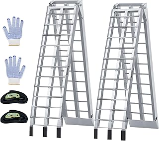 Aluminum Loading Ramps 1700 Lbs, 7.5ft 2Pcs Folding Powerspots Ramps for Pickup Trucks Bed, Trailers Ramp with Load Straps for Motorcycles, ATV/UTV, Lawn mowers, Tractors, 90" L x 12" W, 2Pcs