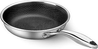 Stainless Steel Frying Pan Nonstick Frying Pan 8 Inch Honeycomb Coatings Stainless Steel Kitchen Cooking Pan Skillet Woks Pan Egg Pans Non Toxic Healthy Omelette Pan Compatible W/All Cooktops