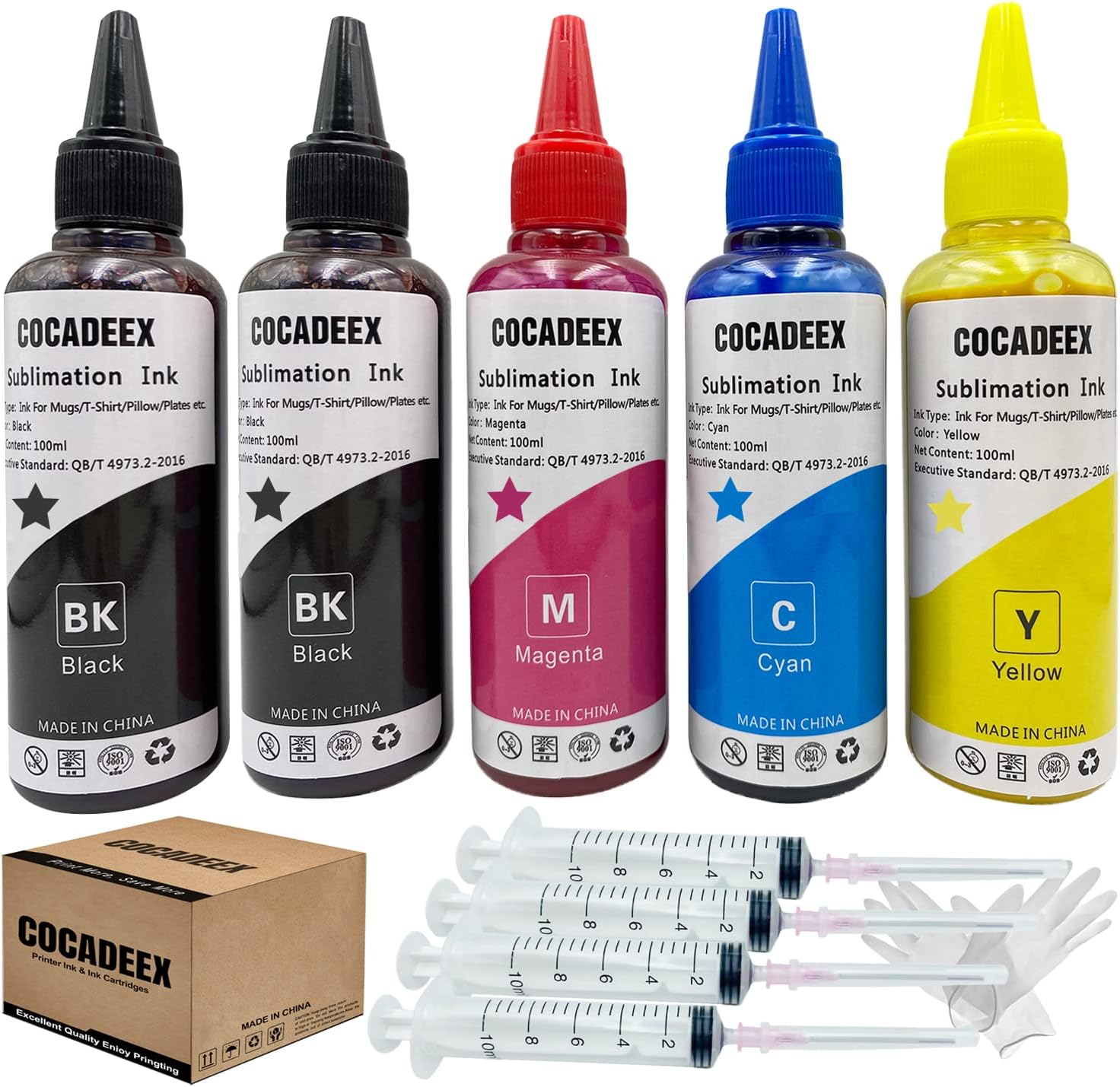 COCADEEX Sublimation Ink Refill Kits Compatible with WF7010 WF7110 WF7510 WF7520 WF7610 WF7620 WF7710 WF7720 WF7210 WF2750 ET2720 ET2650 ET2750 Printer,for Mugs,Polyester Shirts,Pillow,Plates,etc