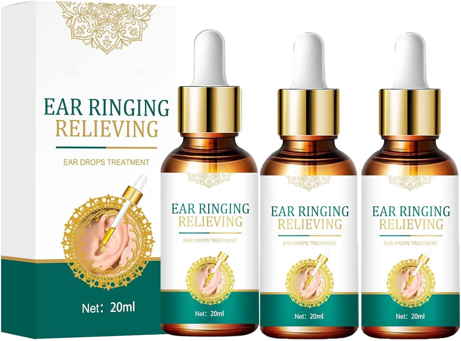 Tinnitus Ear Drops, Ear Drops for Ear Infection Treatment, Pain & Earache Drops, Relieves Ear Aches, Infections, Swimmer's Ear, Loosens Wax - Kids Safe (1Pcs)