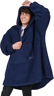 THE COMFY Teddy Bear Quarter-Zip | Sherpa Wearable Blanket with Quarter Length Zipper, Oversized Design with Hood and Pocket, From Shark Tank, for Women & Men, Warm and Cozy Gifts