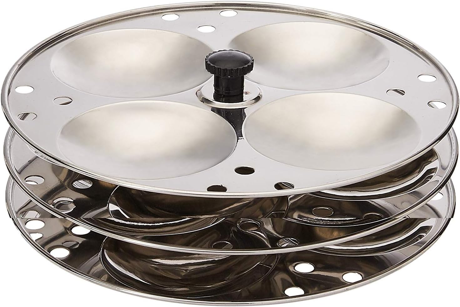 Tabakh IS-103 3-Rack Stainless Steel Plates Idli Stand, Silver