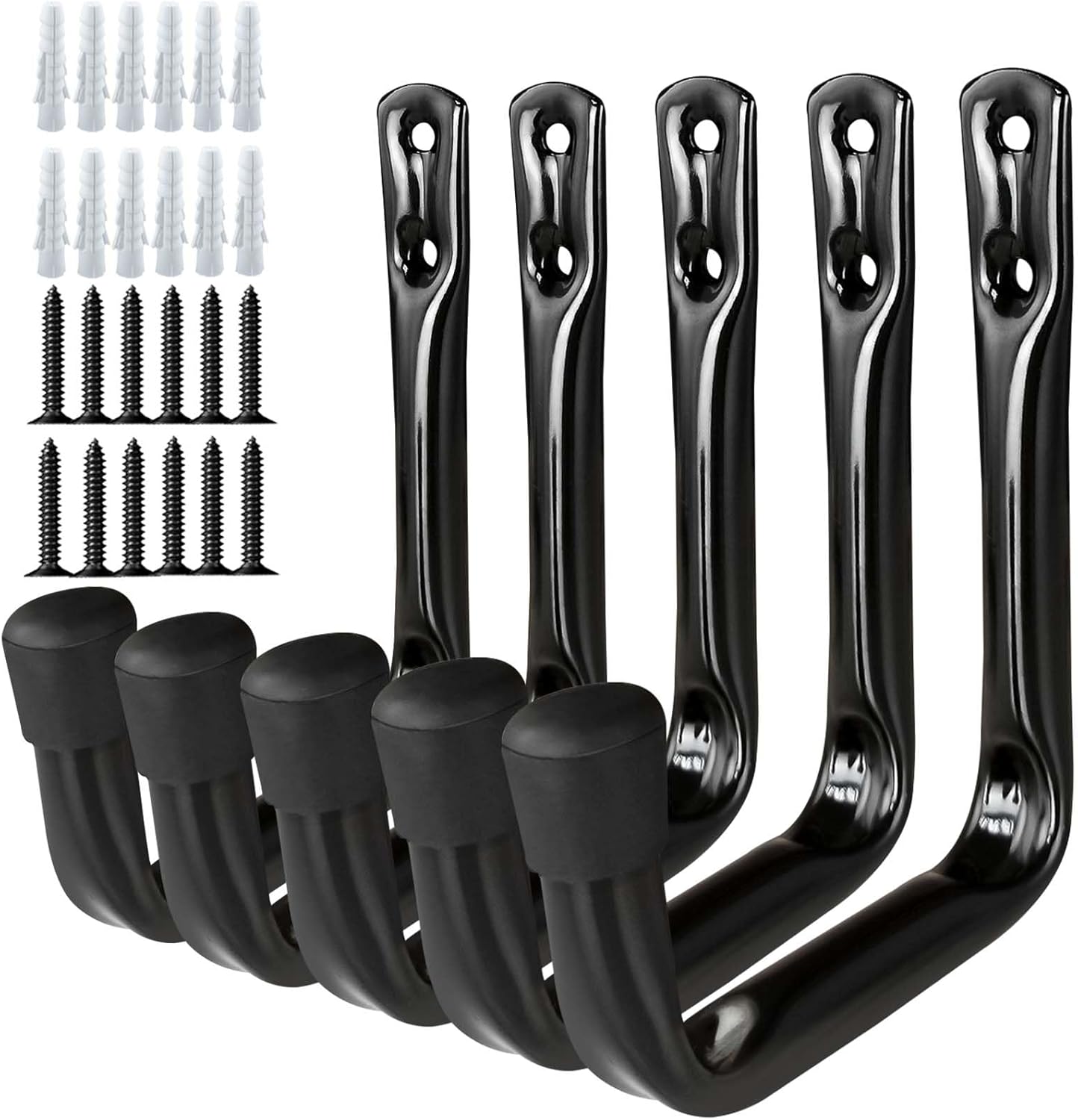 Dreecy J Utility Hooks For Hanging Heavy Duty Garage Storage Utility Hooks For Garage Wall, Color Black, 5 Pack