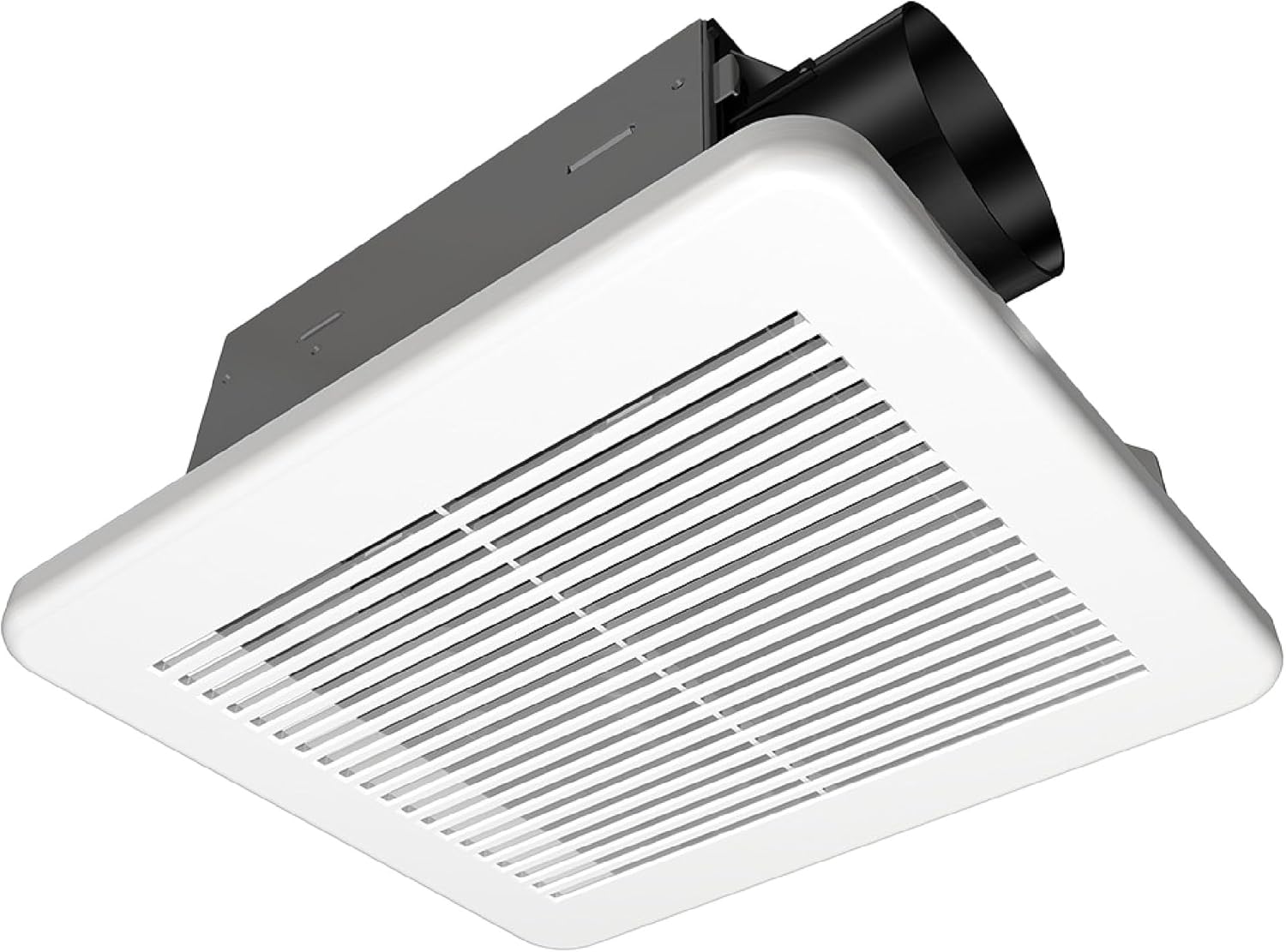Homewerks 7114-02-HW DC Bathroom Fan 50-CFM 1.0 Sone White Ventilation Fan, Energy Star-Qualified with 3-inch Duct for 2x4 Construction