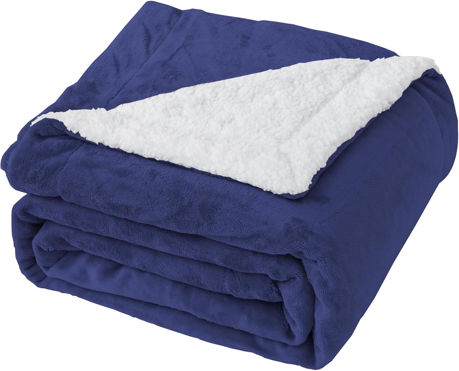 Good Nite Blanket 150x200cm Reversible Sherpa Fleece Fluffy Polyester Throw Blanket Soft and Warm Bed Blankets for Home life and Travel Machine Washable (Navy,Double)