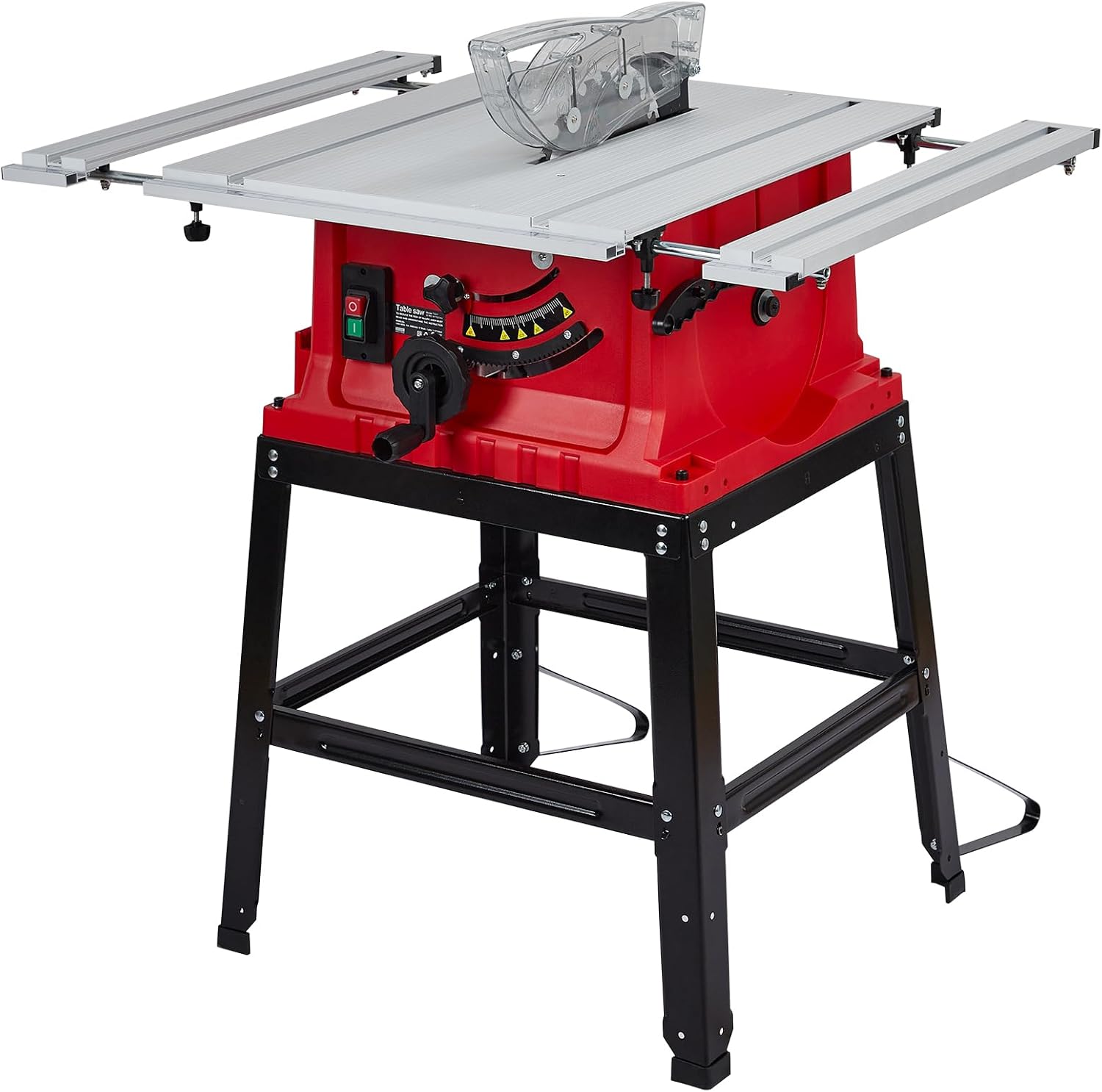 10 inch Table Saw, Portable Benchtop Table Saw, Stand & Push Stick, 5000RPM, Adjustable Blade Height, With Port for Connecting Dust Collector, 90°Cross Cut & 0-45°Bevel Cut