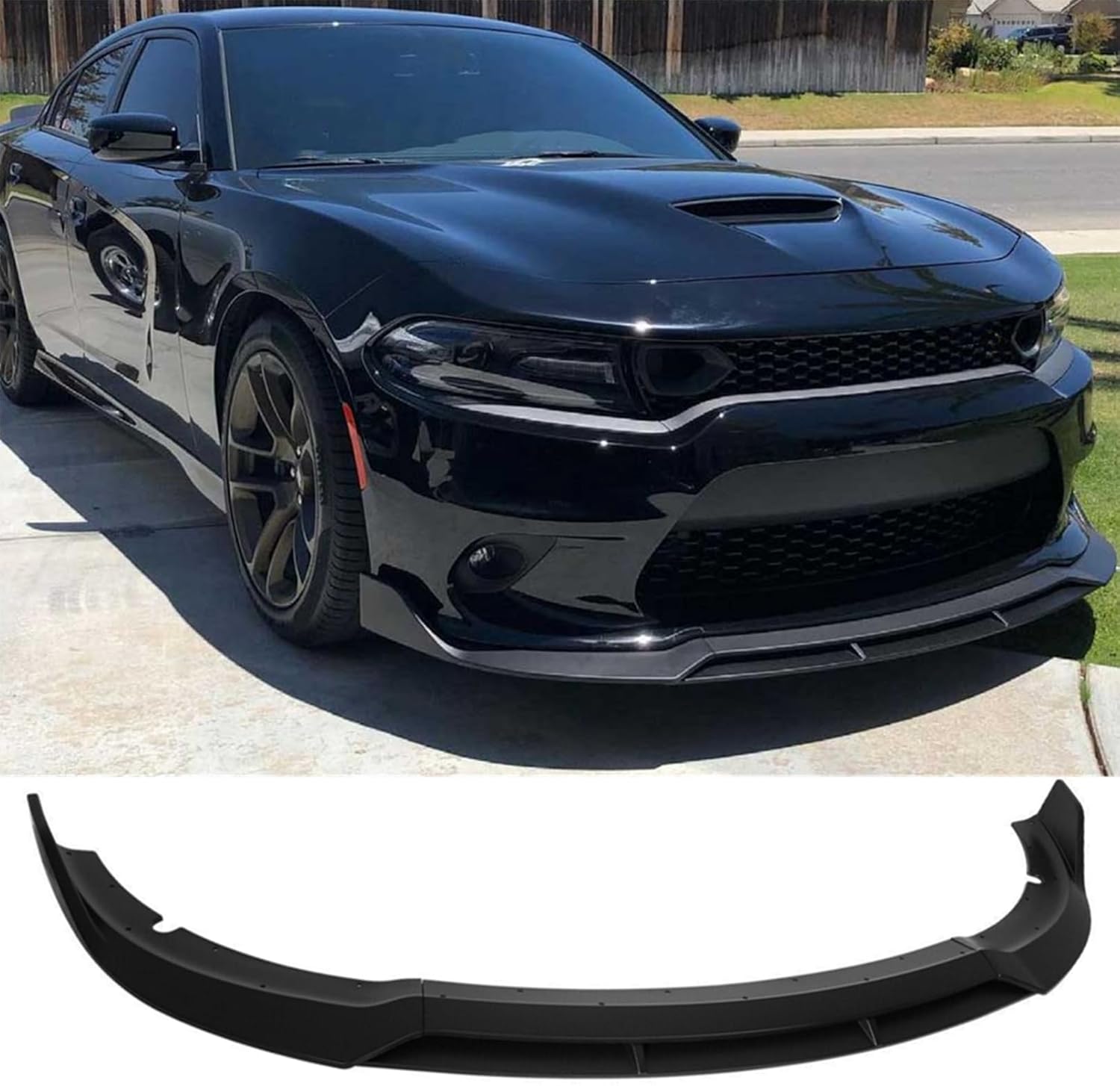 Matte Black Front Bumper Lower Lip Splitter Kit Compatible with Dodge Charger SRT/Hellcats/Scat Pack 2015 2016 2017 2018 2019 2020 2012 2022 2023 RT Style, Air Chin Body Kit Accessories