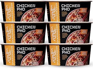 Snapdragon Chicken Pho Instant Noodle Bowl Six Pack, Rich Chicken Flavored Broth with Rice Noodles, Gluten Free, No Artificial Flavors, 6 2.1oz Bowls