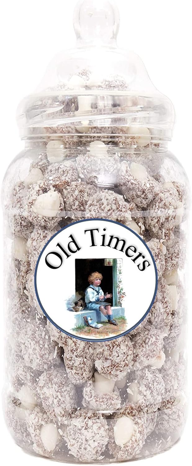Old Timers Taveners Coconut Mushrooms in Reusable Retro Victorian Style 970 millilitre Plastic Jar 600 grams