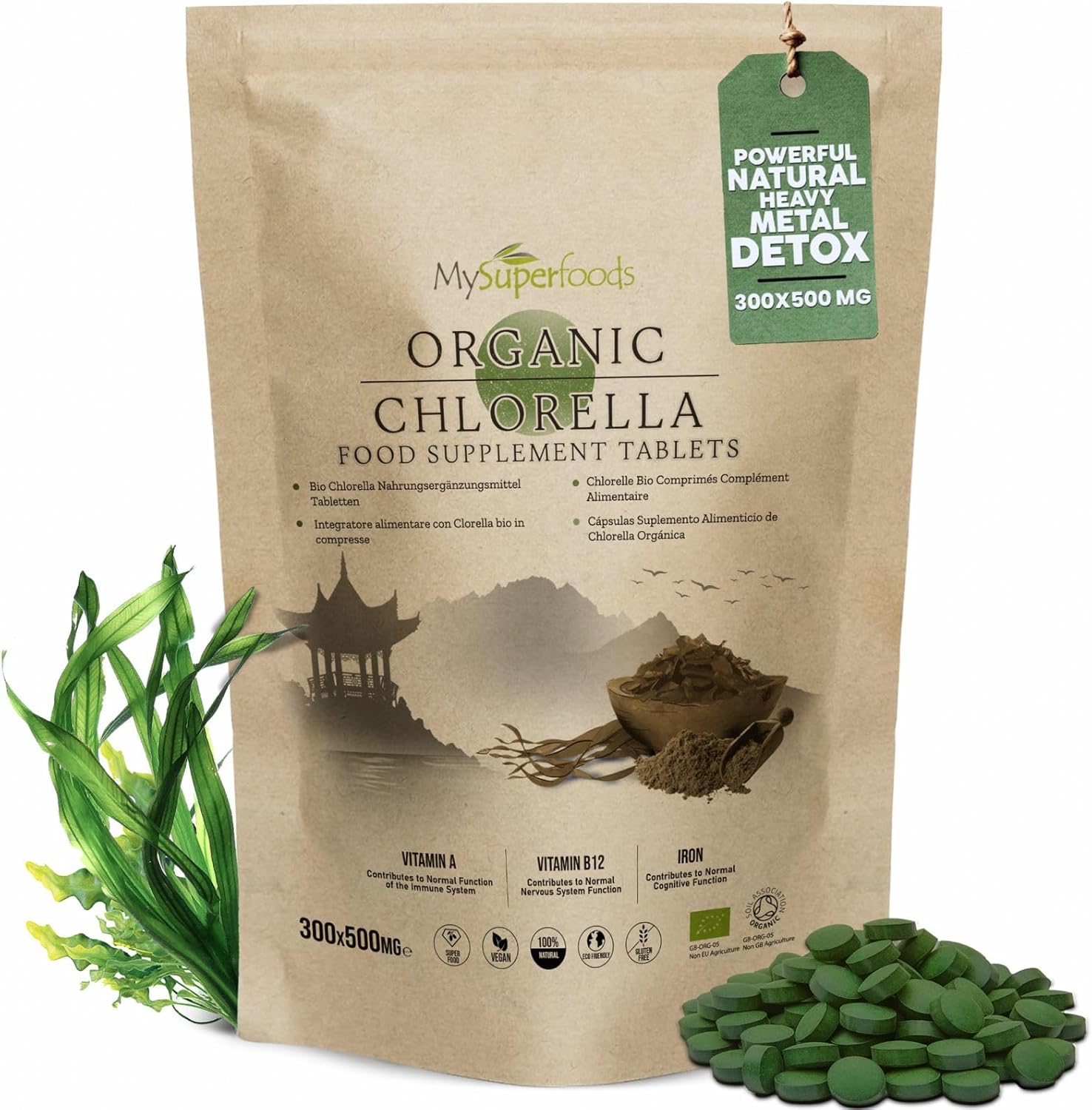 Chlorella Tablets | Organic | 300x500mg | Natural Source of Protein | MySuperfoods