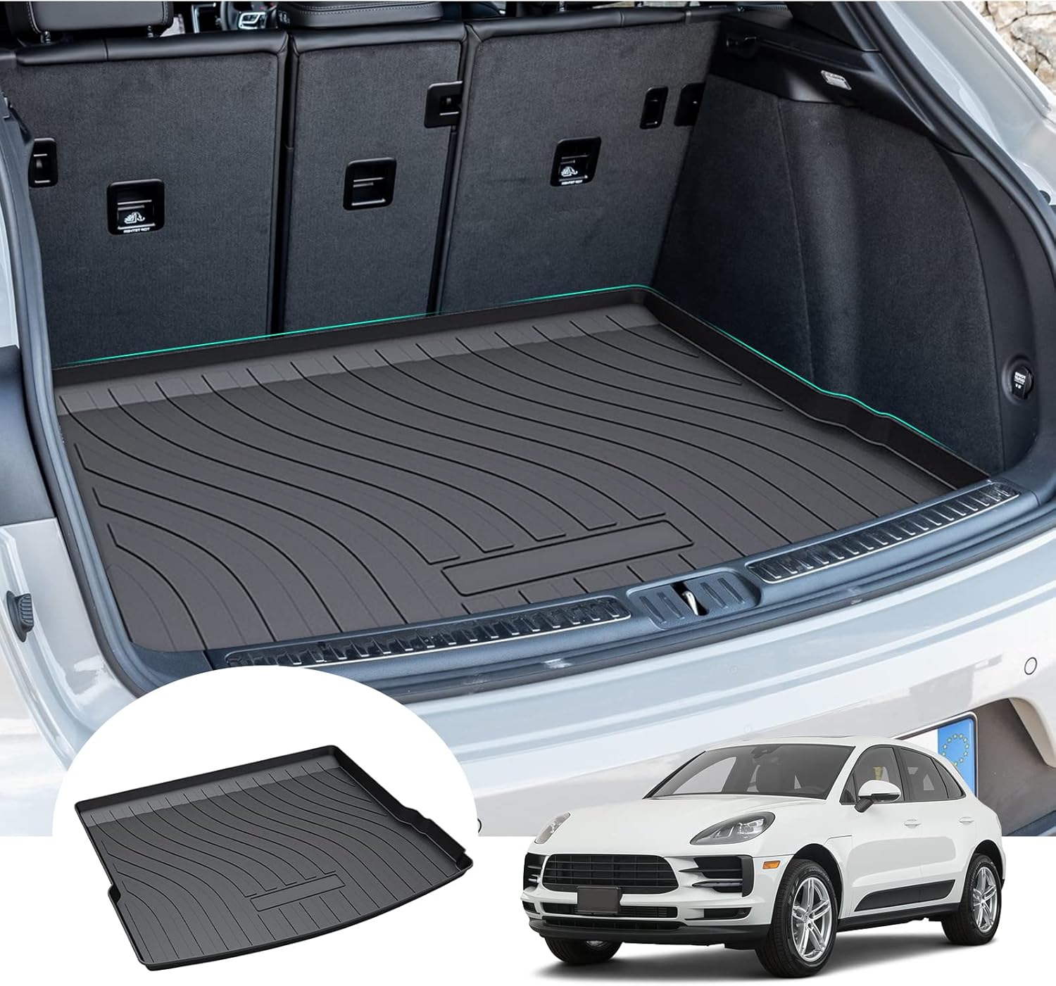GAFAT Compatible with Porsche Macan 2015-2023 2024 Boot Mat, Macan Boot Liner, Anti-Slip Mats, Macan Mats, TPE Original 3D Scanner, Macan Accessories