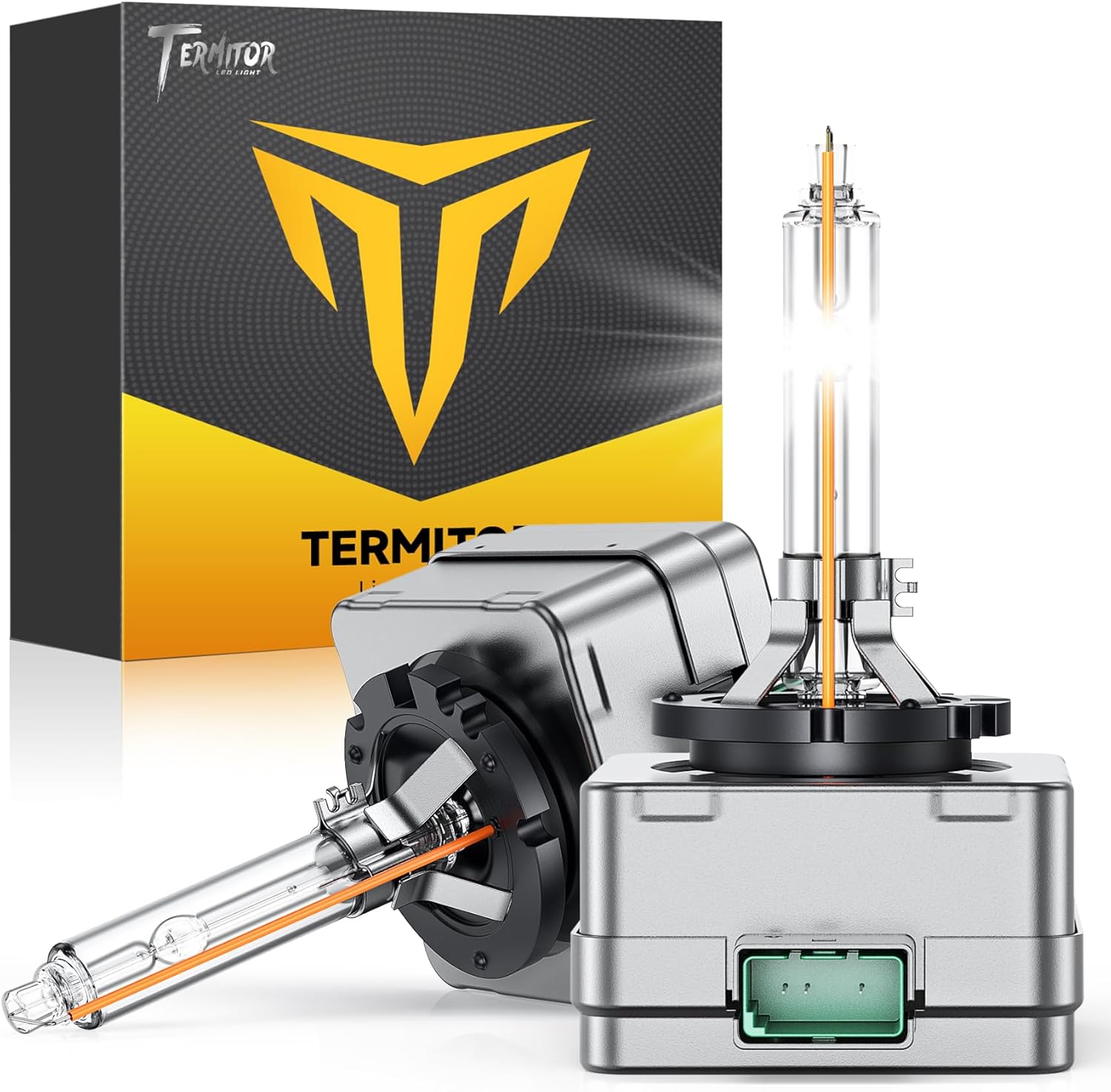 D3S Xenon HID Headlights Bulbs, 500% Enhanced Brightness, 6000K 35W Cool White High/Low Beam, Replacement 66340 42403 42302, IP68 with Metal Base, Plug and Play, Pack of 2