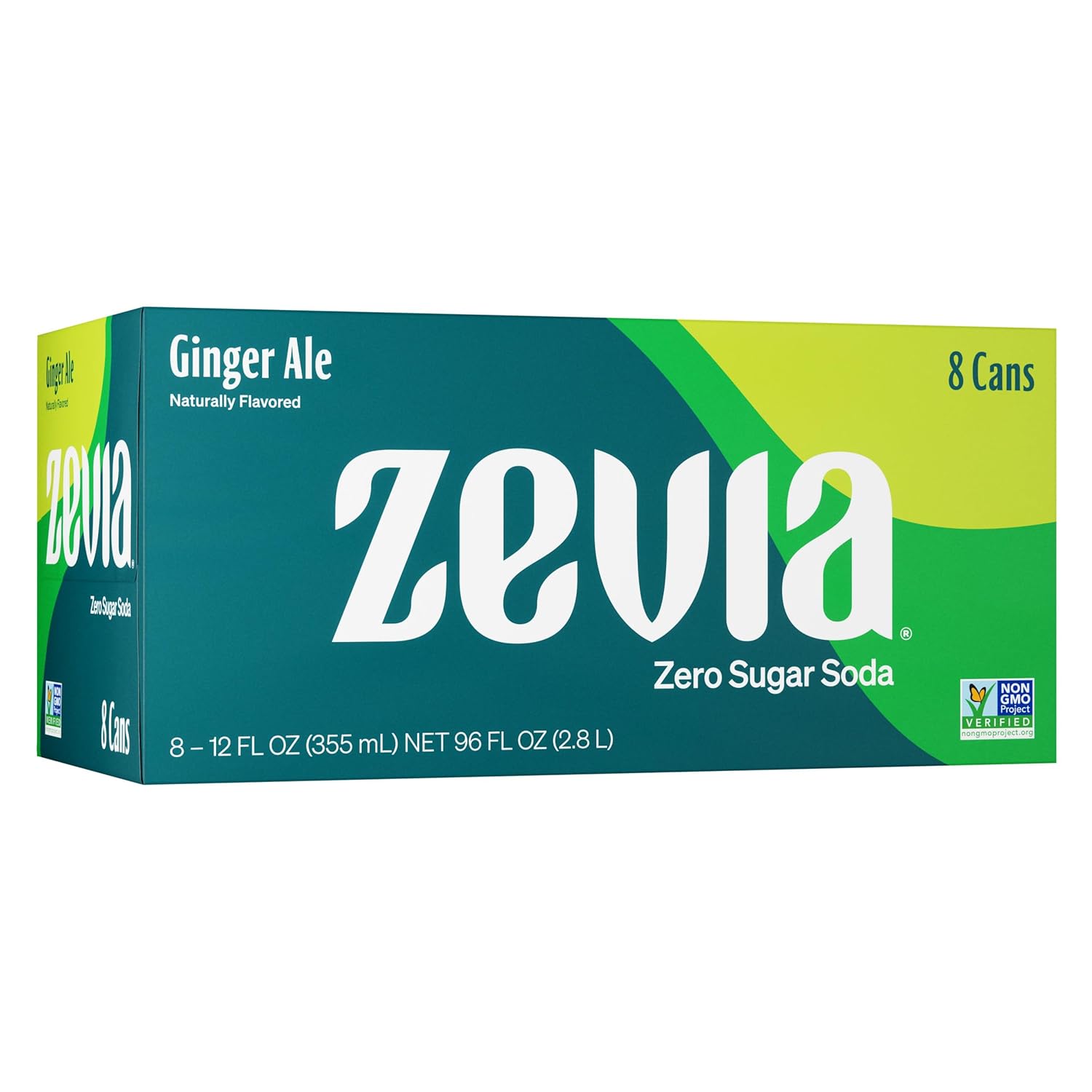 Zevia Zero Sugar Soda, Ginger Ale, 12 oz Cans (8-Pack) – Naturally Sweetened, Non-GMO Project Verified, Gluten-Free, Vegan