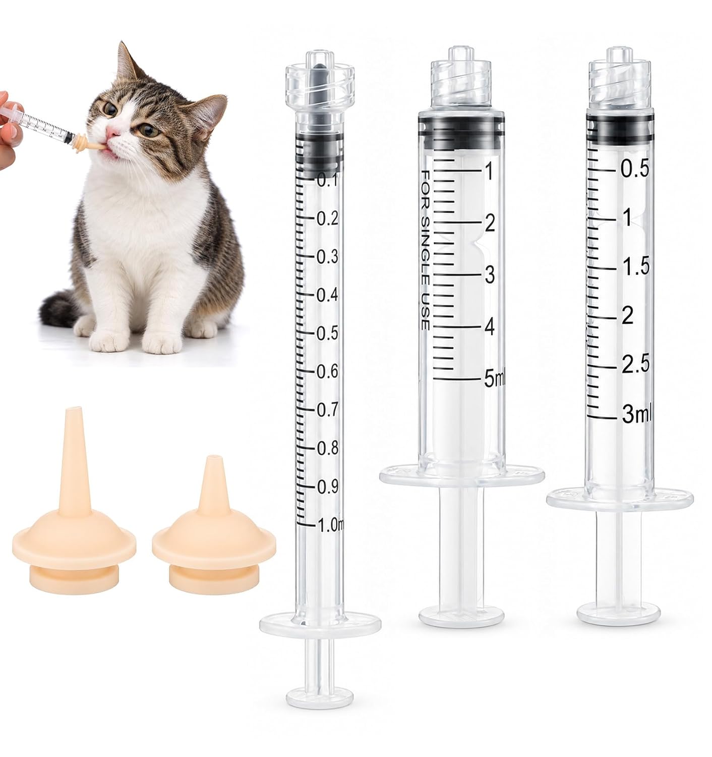 5 Pcs Kitten Nipples for Feeding, Silicone Miracle Nipples for Kittens