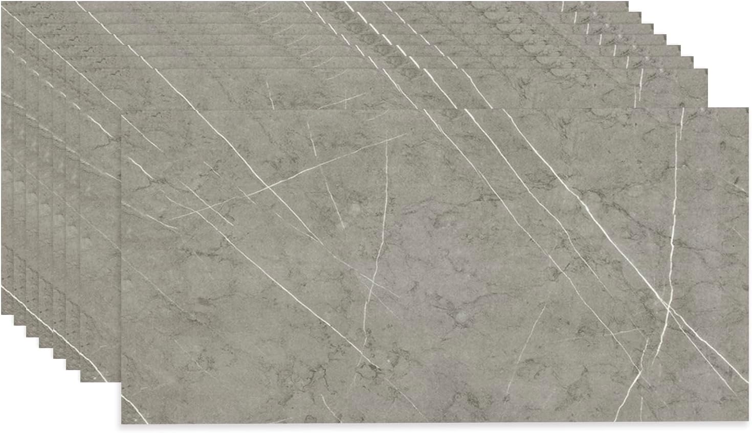 Tile Stickers Grey 60x30cm 10pcs, Self Adhesive Wall Tiles Marble, Peel and Stick Wall Waterproof, Removable Stick on for Kitchen Backsplash Bathroom