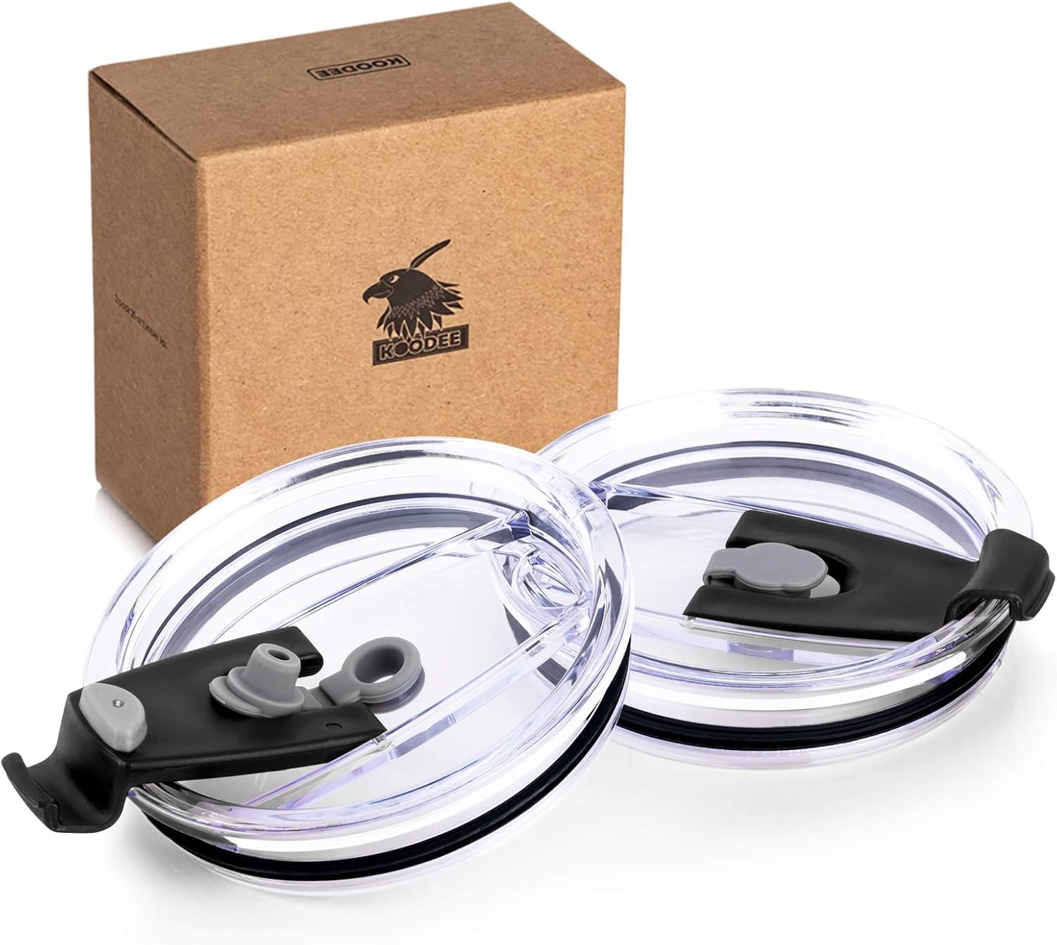 koodee 20 oz Tumbler Lids, Fits for 20 oz YETI Rambler, Atlin, Juro, SUNWILL, Umite Chef and More, 2 Pack Spill-proof Lids,Covers for 20 Ounce Tumbler,Cup (Black)