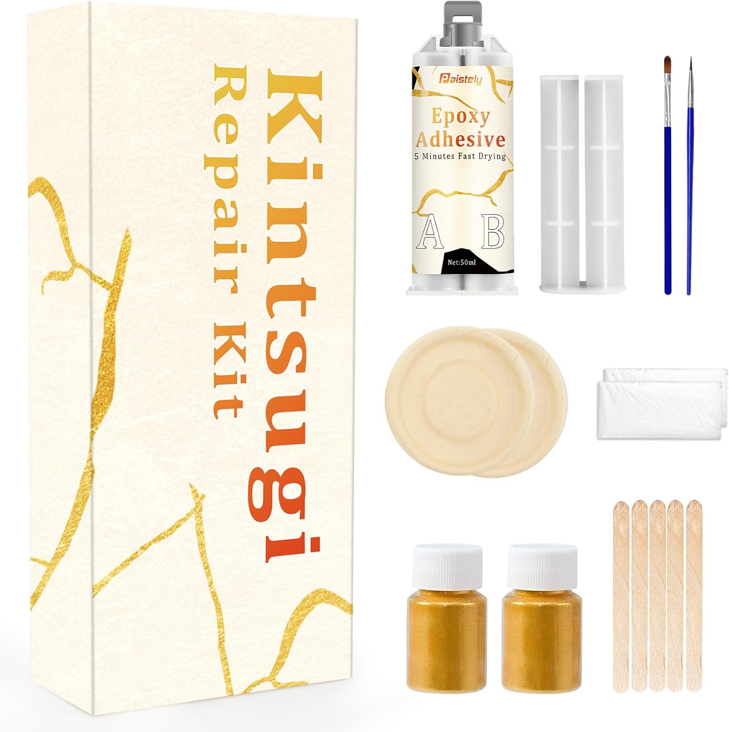 Kintsugi Repair Kit Gold, Glue for Ceramics and Porcelain, Perfect for Beginners Restoring Meaningful Gifts