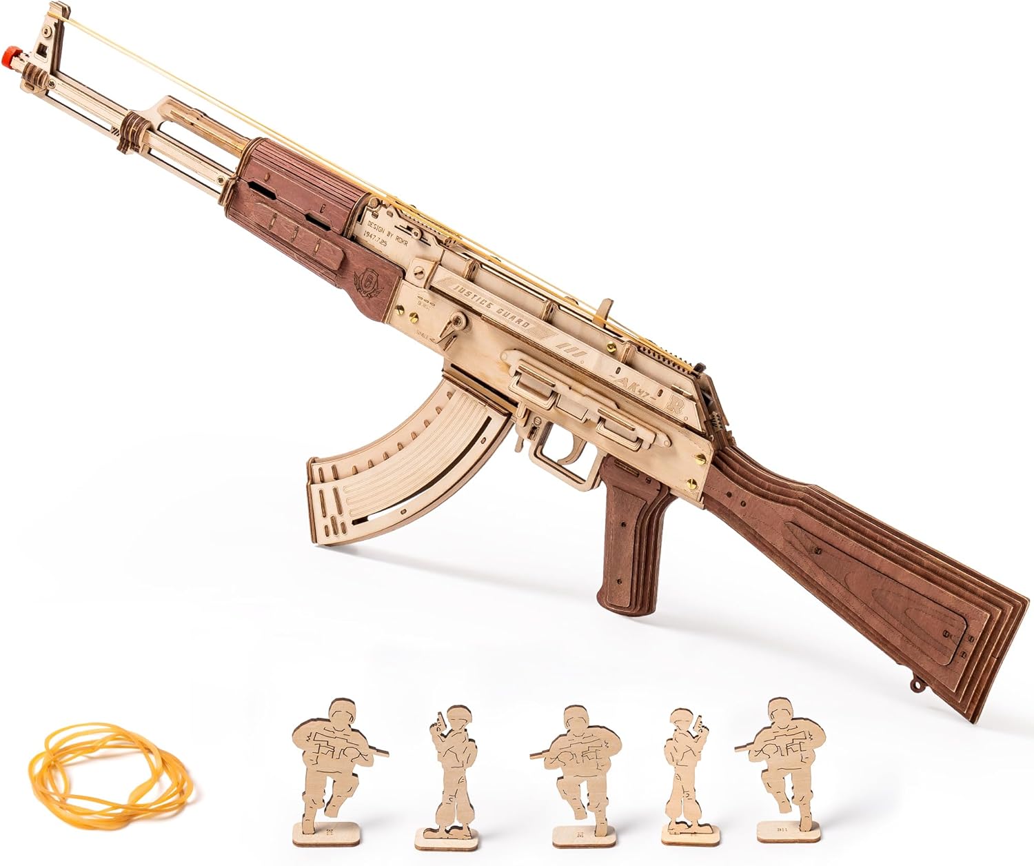 ROKR 3D Wooden Model Kits for Adults Toys with Rubber Bands, 3D Puzzle Model Kits to Build Mechanical Building Construction, Gifts for Teen and Adults