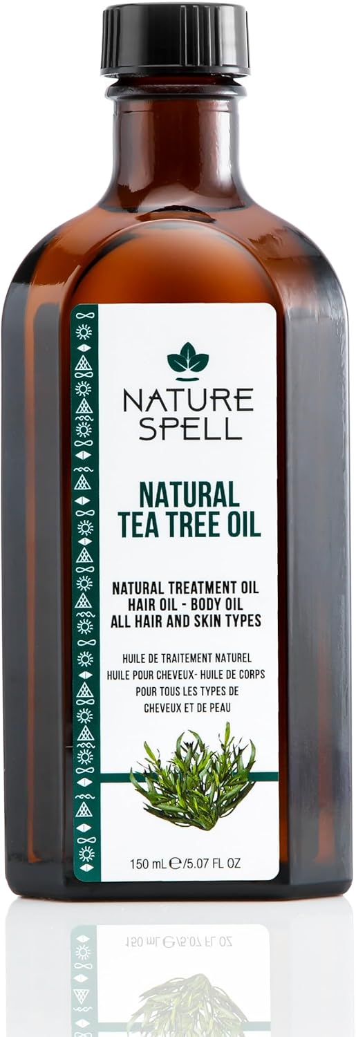 Nature Spell Tea Tree Oil for Hair & Skin 150ml – Hair Oil for Itchy Scalp, Deeply Nourishing - Skincare Oil to Reduce Skin Irritation, Redness, and Inflamed Skin – Made in the UK