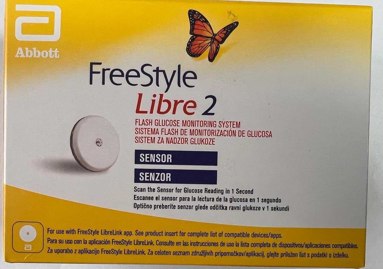 Flash Glucose Monitoring System Freestyle Libre2 Sensor - Compact Continuous Glucose Monitoring (CGM) Sensor Measure Blood Sugar Levels