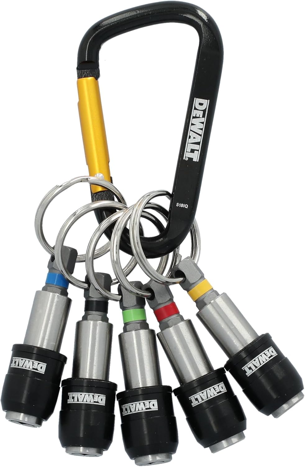 DEWALT Keyring Bit Holder Set 1/4 Inch Hex Bits, Durable Metal Bit Holder Key Chain (DWAFHLDKC5)