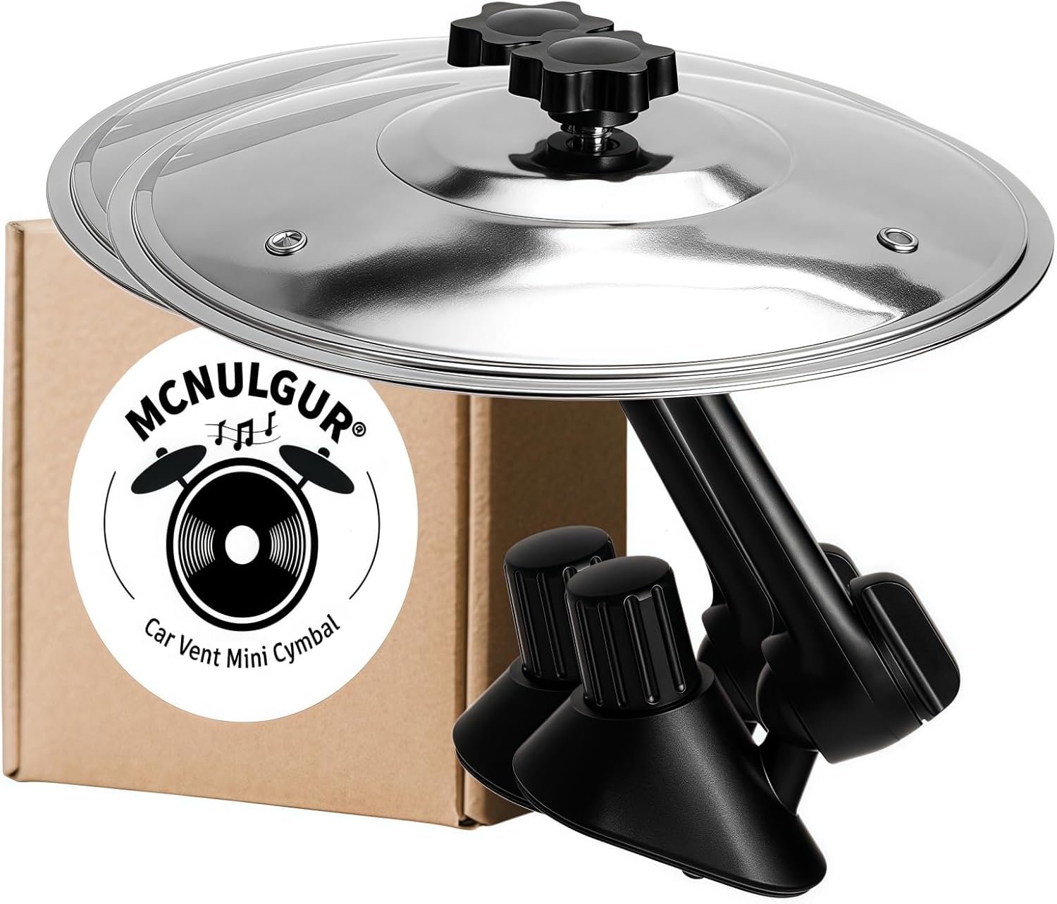 2 Pack Car Cymbal Air Vent Mounted – Mini Drum Crash Cymbal for Endless Rhythmic Fun on the Road Music Lover Gift (Silver, 14 cm Dia.)