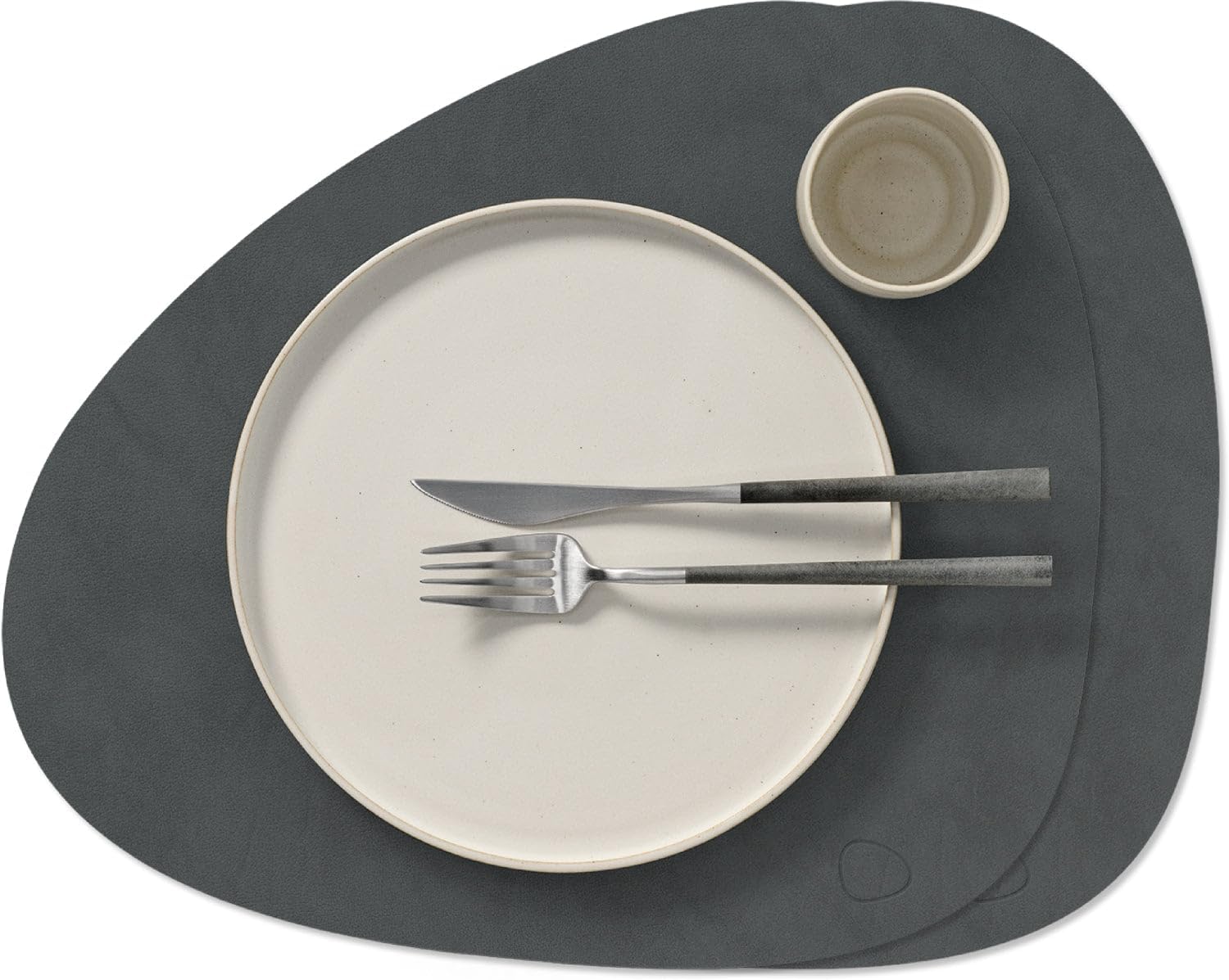 LIND DNA Nupo Placemats - Leather - Anthracite - Curved - 44 x 37 cm - Set of 2