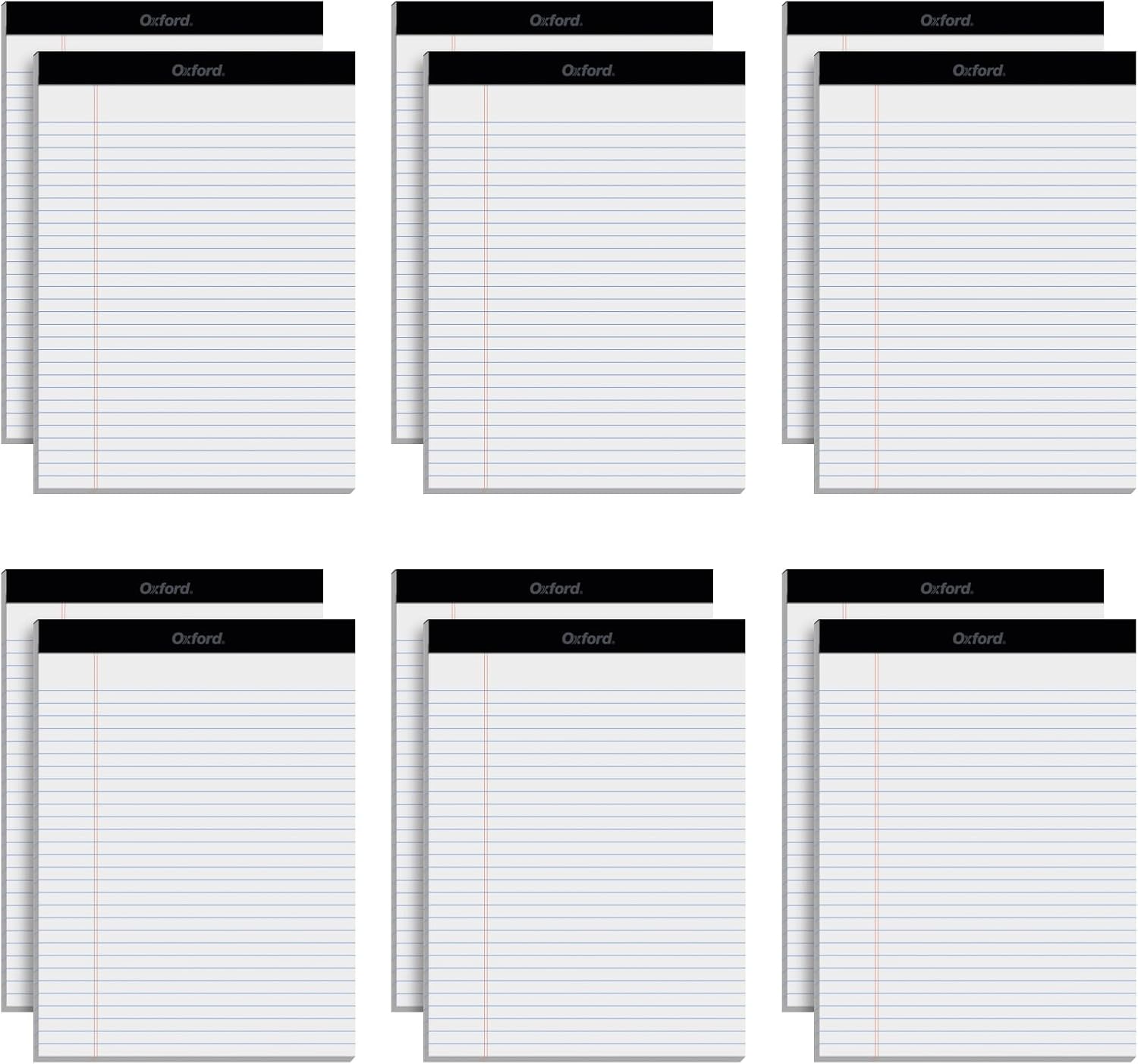 Oxford 8.5 x 11 Legal Pads, 12 Pack, Wide Ruled, White Paper, 50 Sheets Per Writing Pad, Made in the USA (74030)